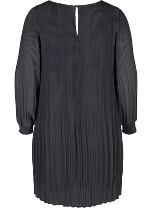 plissé jurk met v-hals en a-lijn, Asphalt ASS, Packshot image number 1