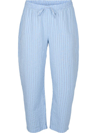 Pantalon de pyjama ample en coton à rayures, Chambray Blue Stripe, Packshot image number 0