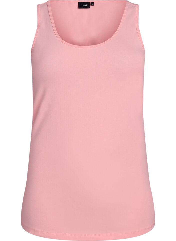 Haut Basic uni en coton, Rose, Packshot image number 0