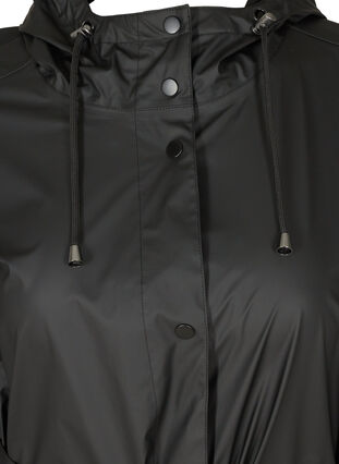 Regenjas met capuchon en riem, Black, Packshot image number 2