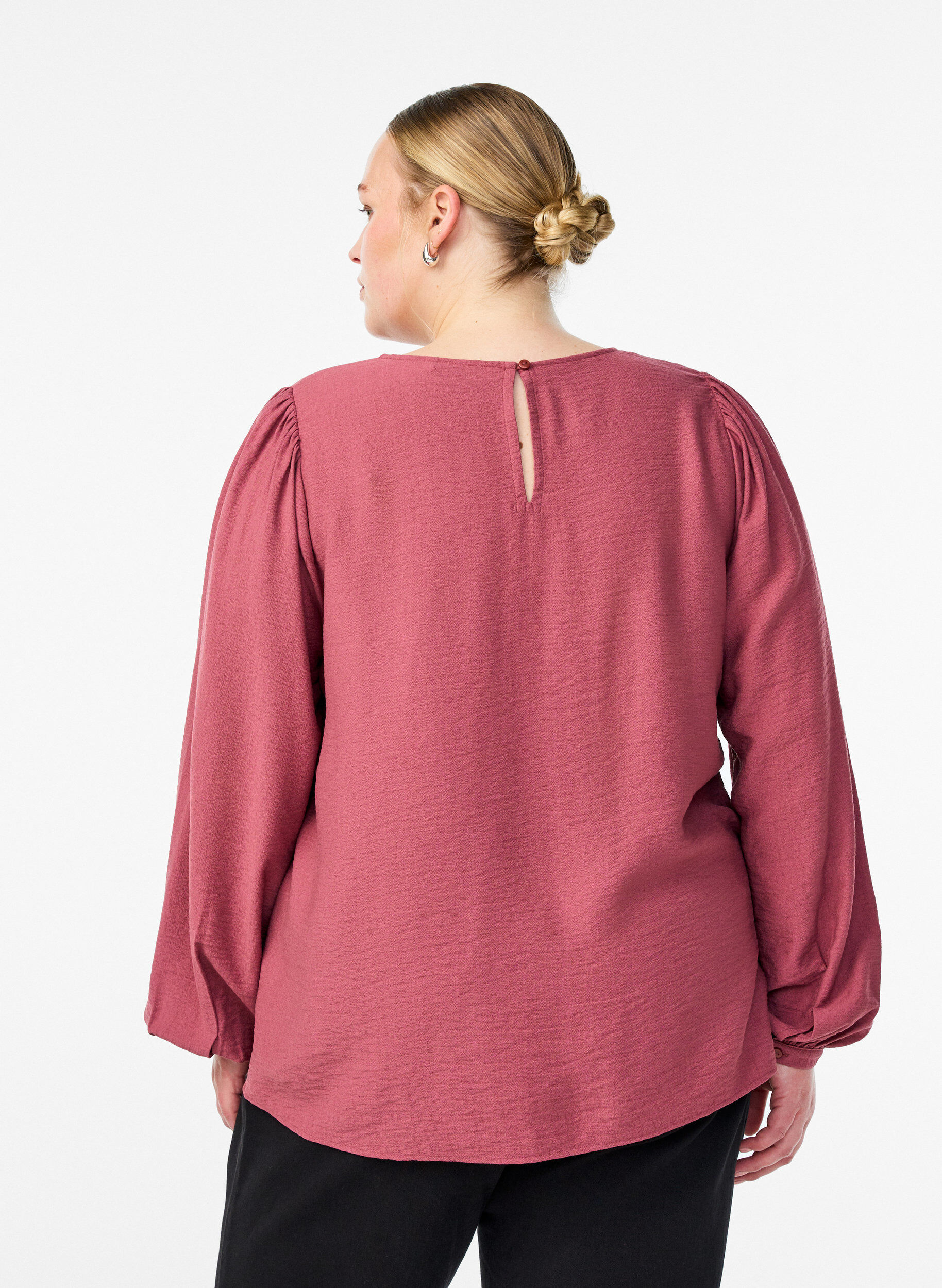 ZizziViscose blouse met lange mouwen, Roze, Model image number 2