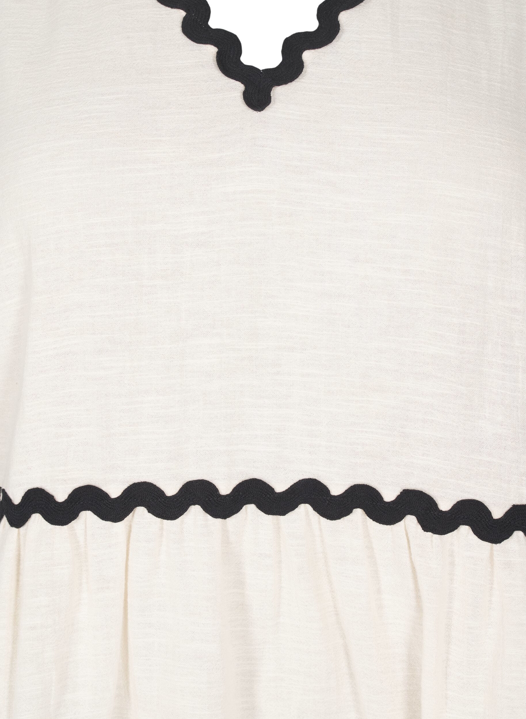 ZizziMouwloze blouse met gekartelde contrasterende randen, Beige, Packshot image number 2