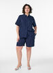 Shorts met hoge taille in linnen en viscose, Blauw, Model image number 1
