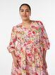 Robe midi fleurie en broderie anglaise et ceinture &agrave; nouer, Rose, Model image number 2