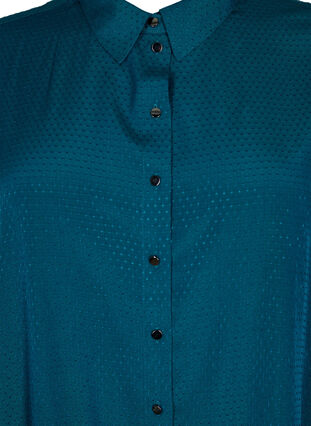 Robe chemise à manches courtes avec texture pointillée., Deep Teal, Packshot image number 2