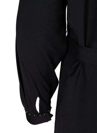 Blouse jurk met tailleriem en klinknagels, Black, Packshot image number 3