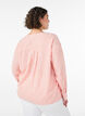 Blouse en lin et viscose avec col en V, Corail, Model image number 2