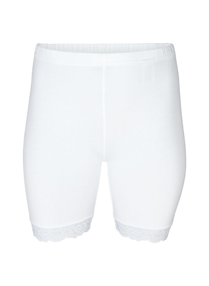 Short de cyclisme avec bordure en dentelle, Blanc, Packshot image number 0