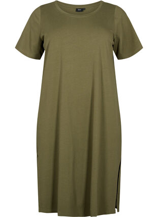 Katoenen jurk met korte mouwen, Ivy Green, Packshot image number 0