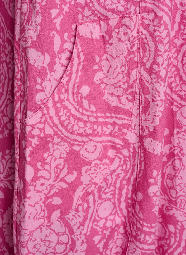 Katoenen jurk met korte mouwen en print, Roze, Packshot image number 3