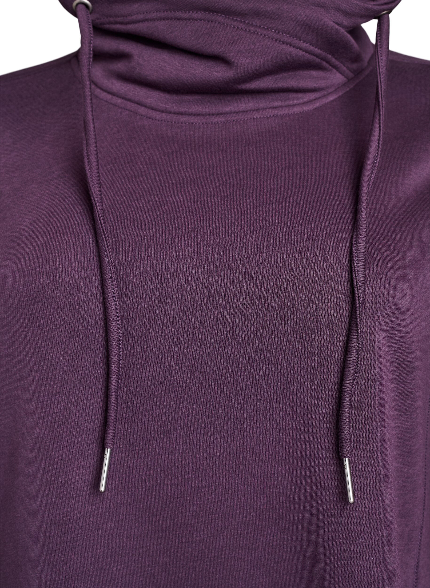 Zizzi FLASH - Robe sweat-shirt courte &agrave; col montant et poches, Violet, Packshot image number 2