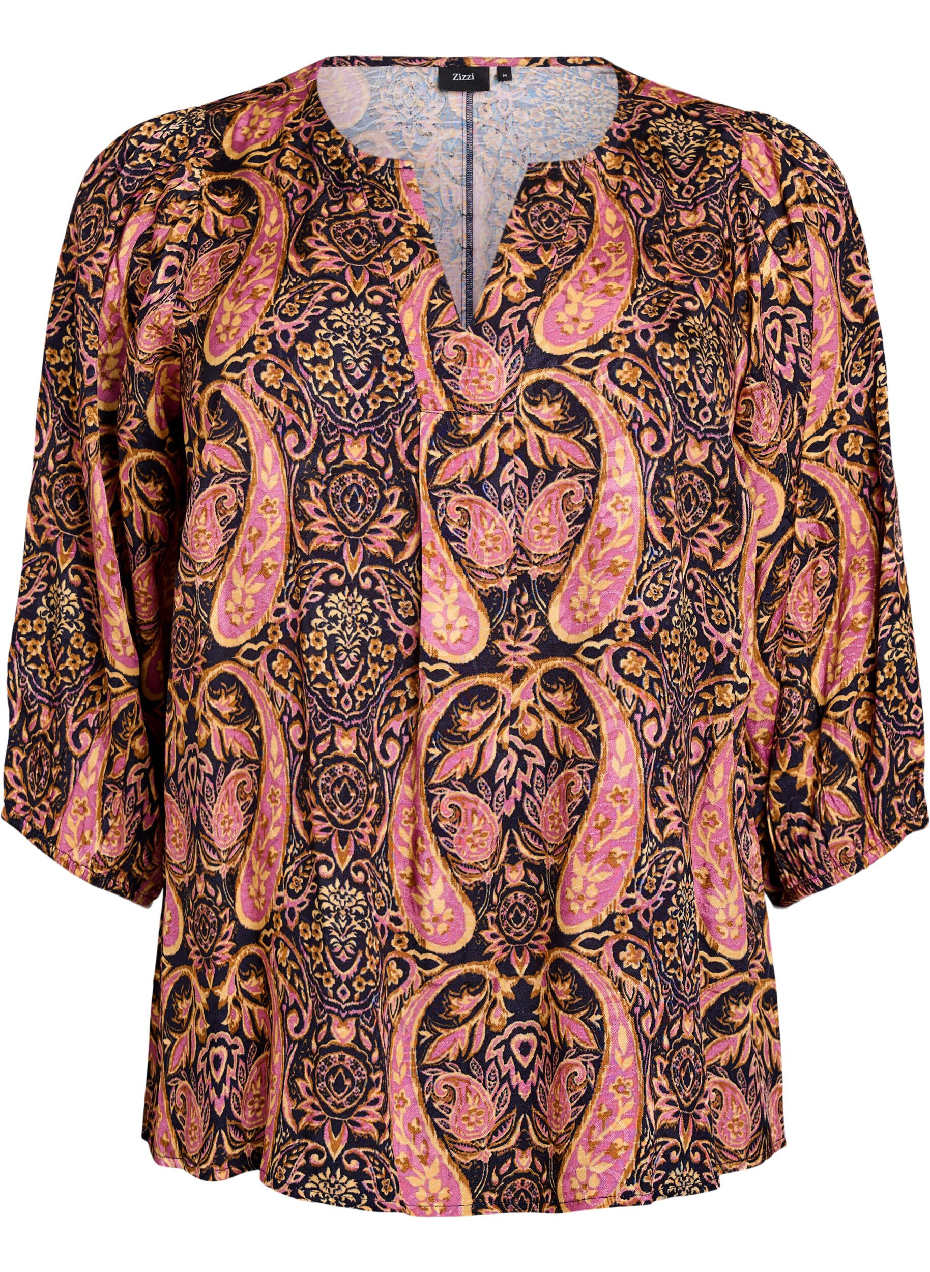 Blouse met paisley print en 3/4 mouwen