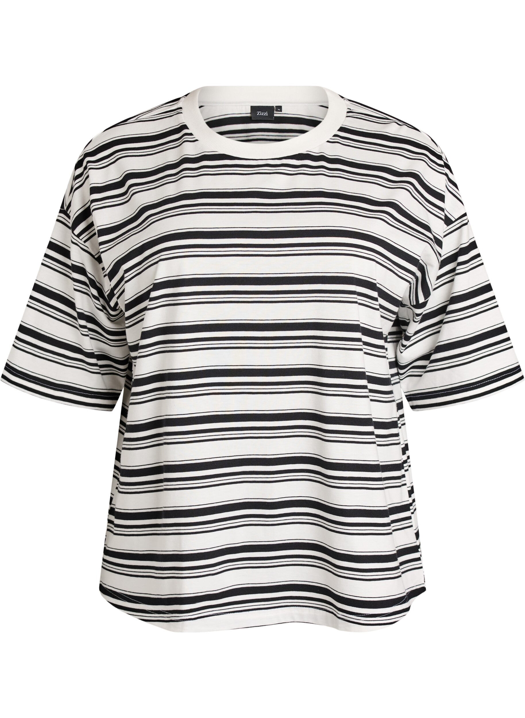 ZizziBoxy T-shirt met gestreept patroon, Zwart, Packshot image number 0