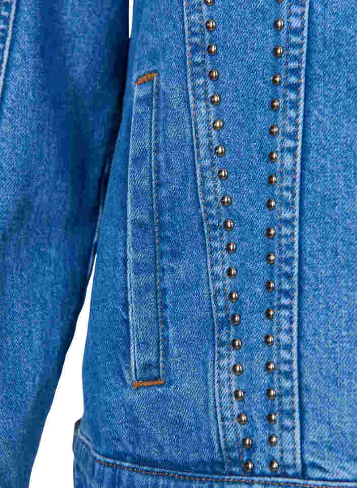 Veste en jean avec rivets bruts, Blue denim, Packshot image number 3