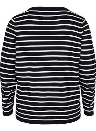 Top en viscose tricoté à manches longues, Black W/Stripes, Packshot image number 1
