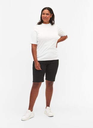 Shorts met strakke pasvorm en achterzakken, Black, Model image number 3