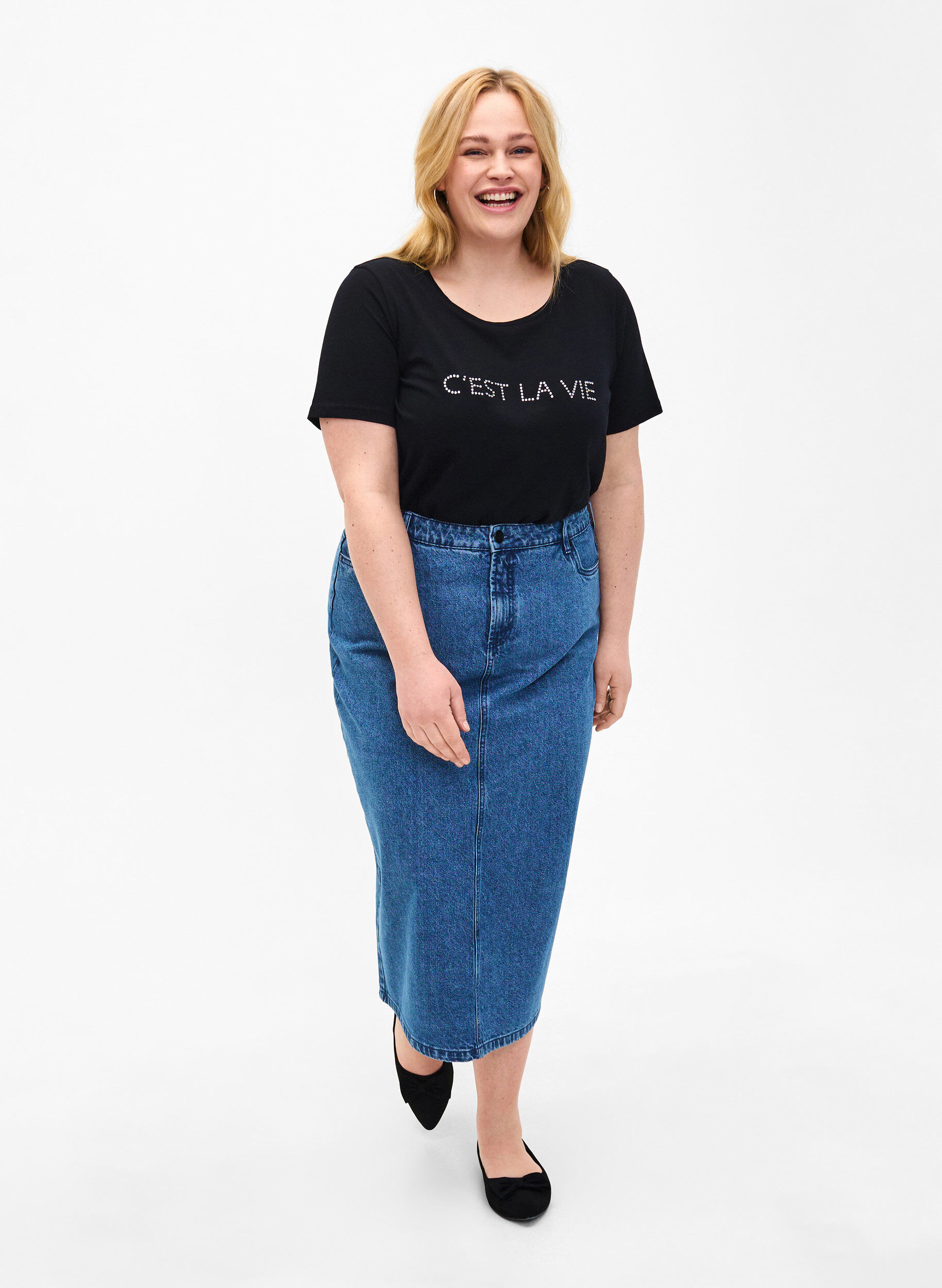 ZizziT-shirt met stras, Black W. Rhinestones, Model image number 2