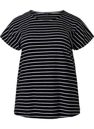 T-shirt en coton à rayures, Black W. Stripe, Packshot image number 0