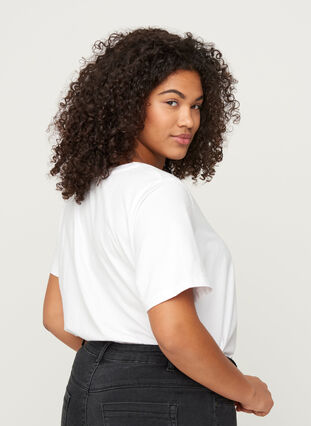 Katoenen t-shirt met klinknagels, Bright White, Model image number 1