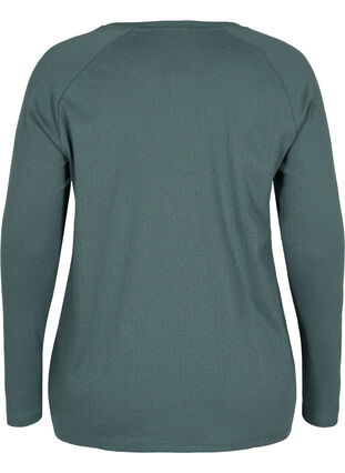Katoenen blouse met lange mouwen en kantpatroon, Balsam Green, Packshot image number 1