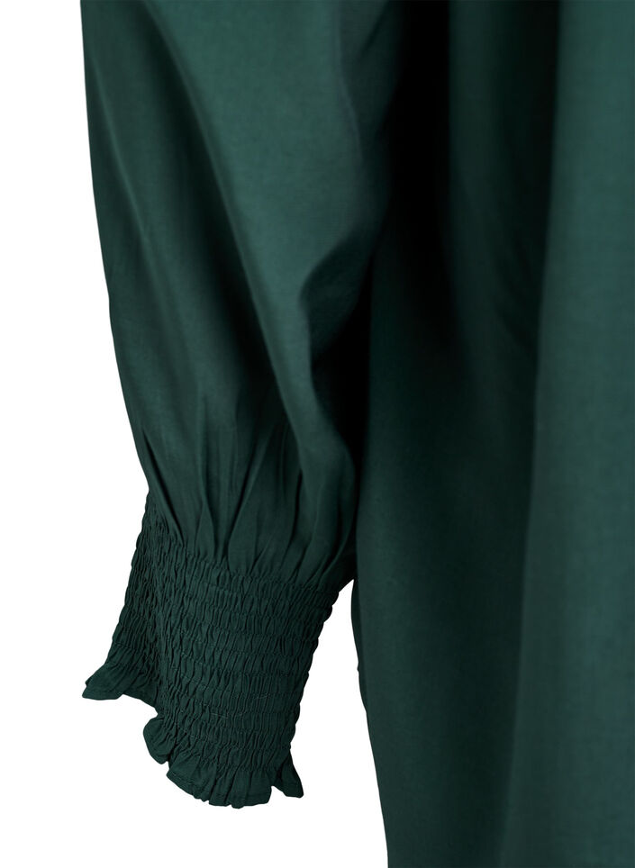 Blouse met ruches kraag en plooien, Groen, Packshot image number 3
