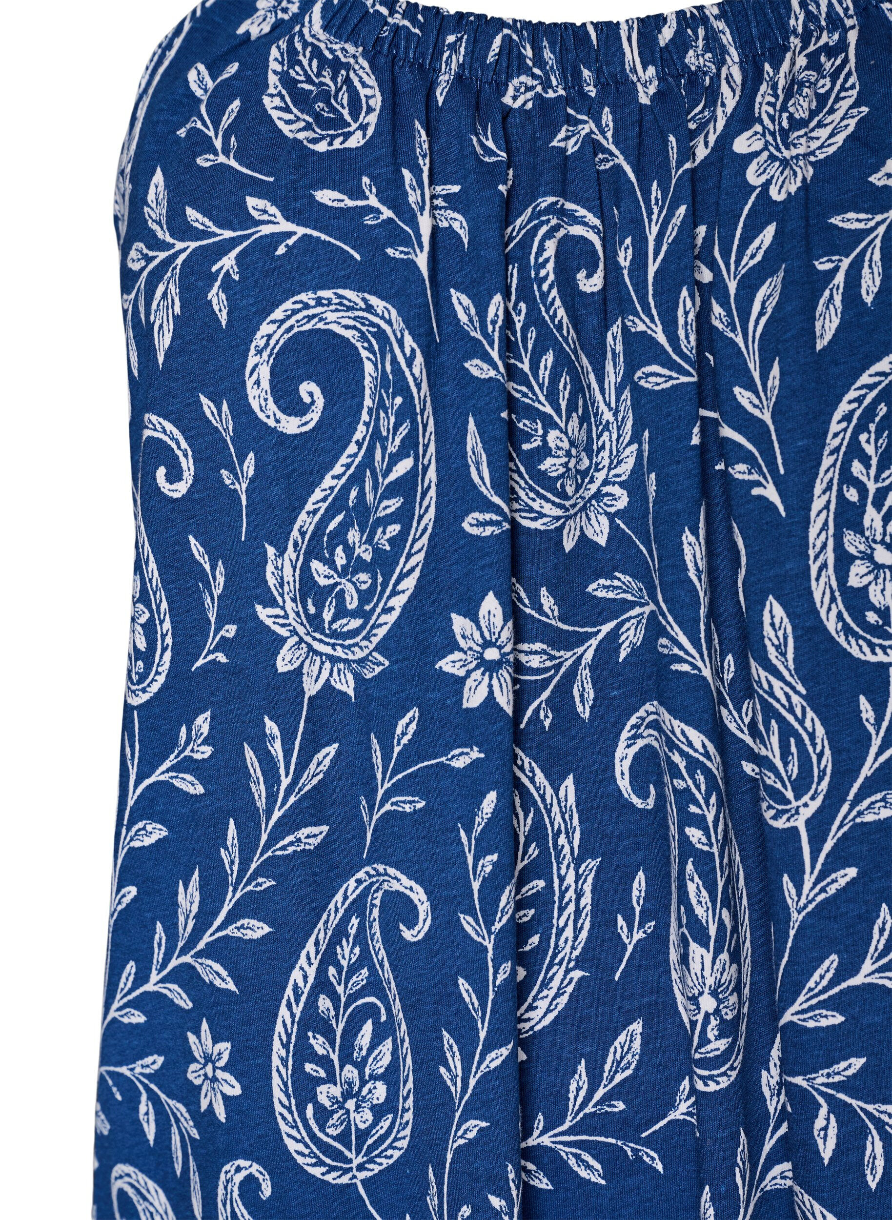 ZizziRobe &agrave; bretelles midi en coton bio, Bleu, Packshot image number 2