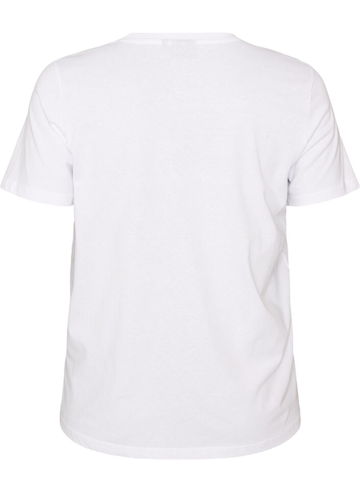 Katoenen T-shirt met tekstbadge, Wit, Packshot image number 1