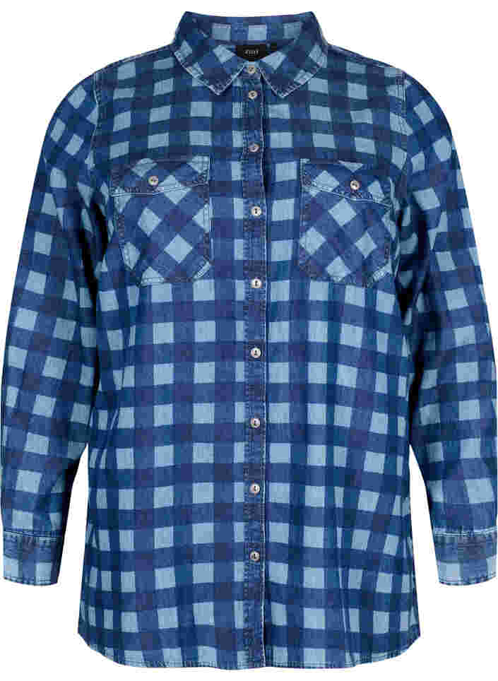 Chemise en coton à carreaux, Blue Check, Packshot