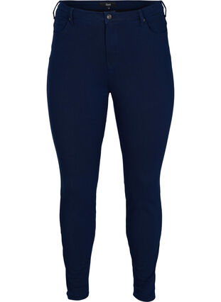 Jean Amy taille haute avec 4-way stretch, Dark blue, Packshot image number 0
