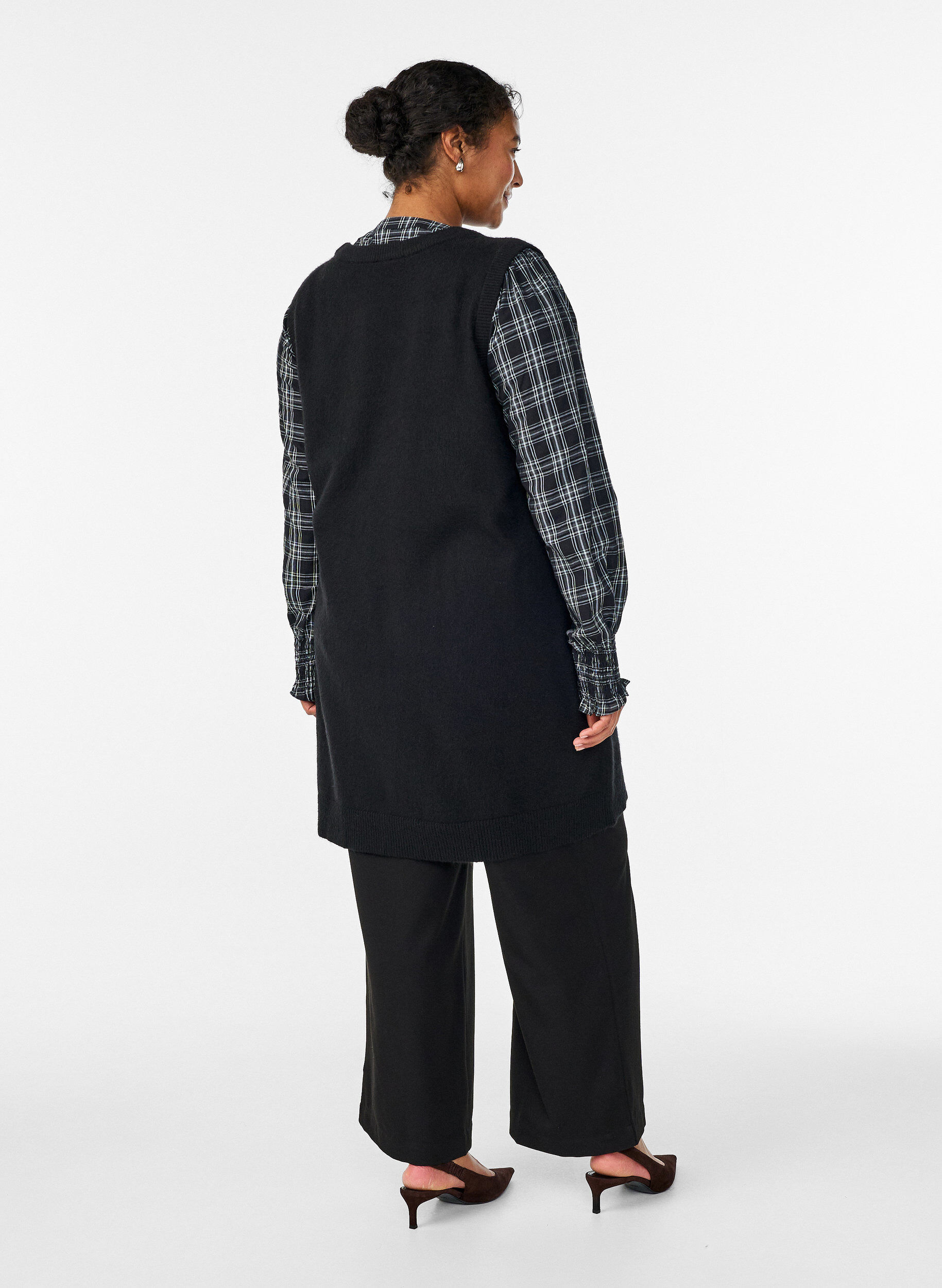 ZizziRobe courte en maille sans manches, Noir, Model image number 2