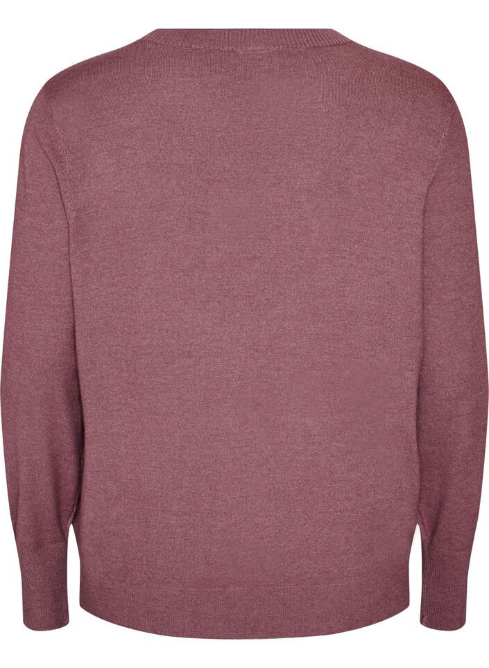 Gebreide blouse met ronde hals, Roze, Packshot image number 1