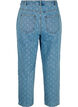 Cropped jeans met print en hoge taille, Blue denim, Packshot image number 1