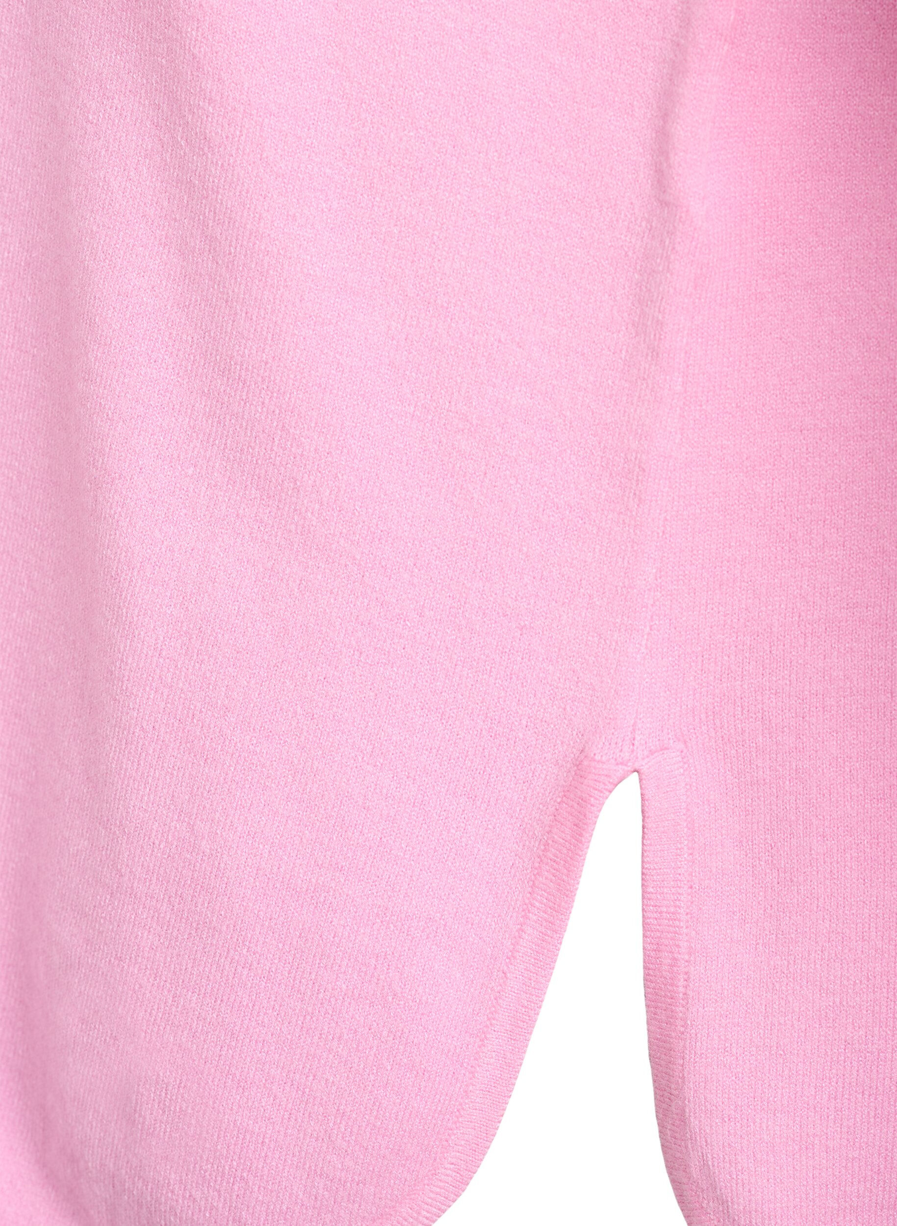 Zizzi Blouse en maille &agrave; col rond et motif tricot&eacute;, Rose, Packshot image number 3