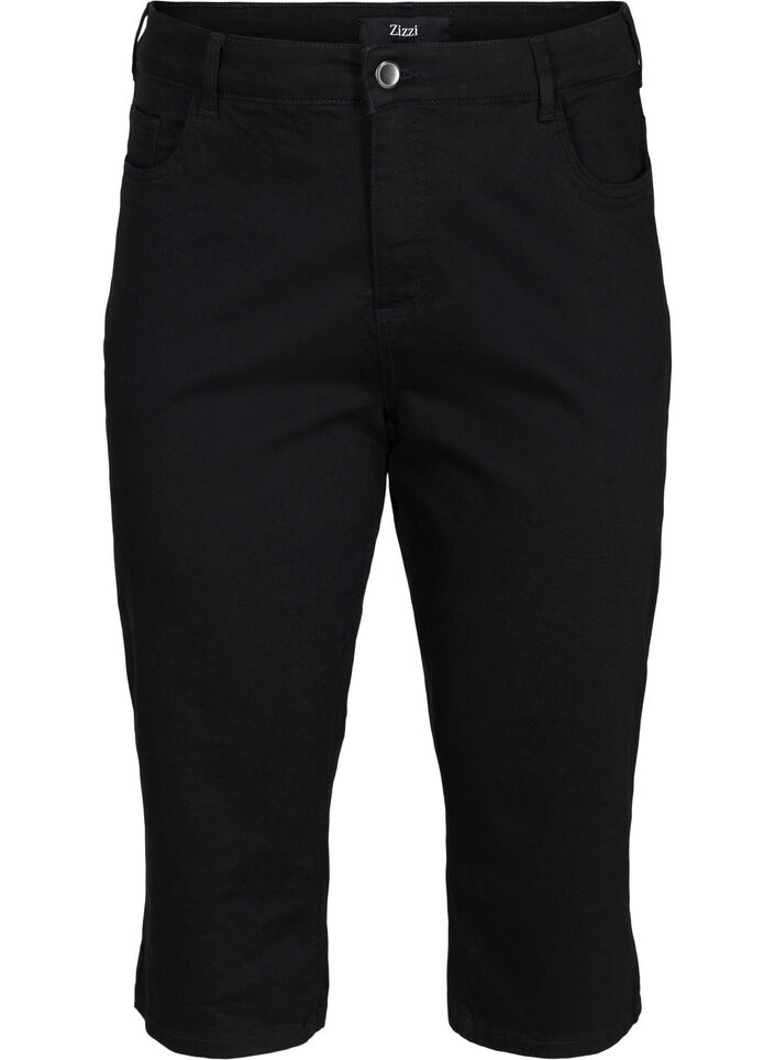 Pantalon capri moulant en denim de coton, Black, Packshot image number 0