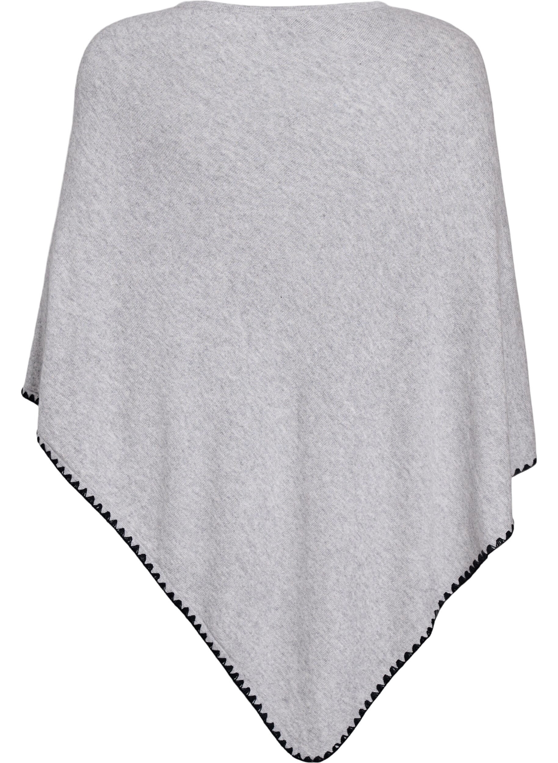 ZizziFijngebreide poncho, Grijs, Packshot image number 1