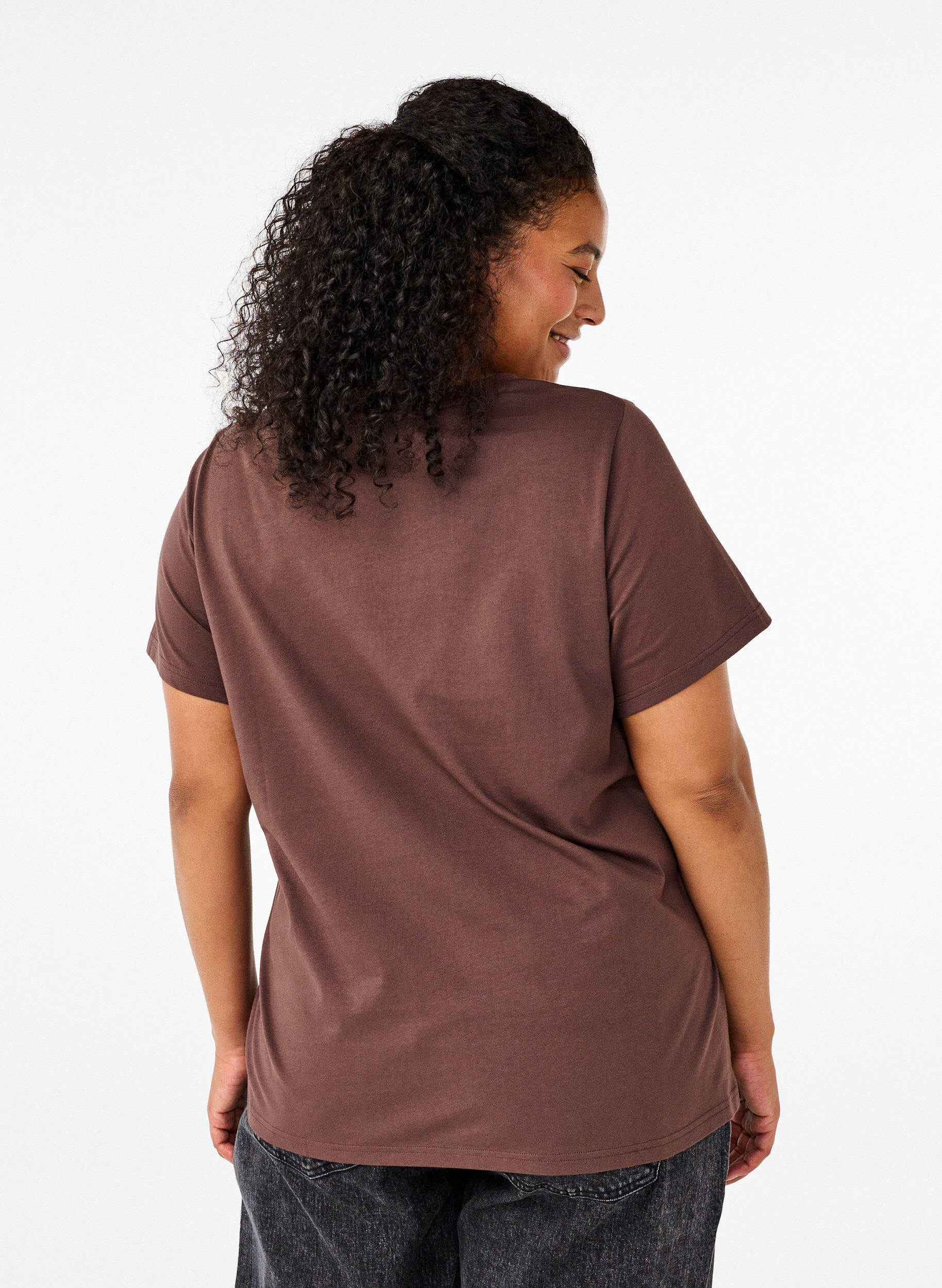 Zizzi T-shirt en coton avec n&oelig;ud papillon, C. Martini W. Black, Model image number 1