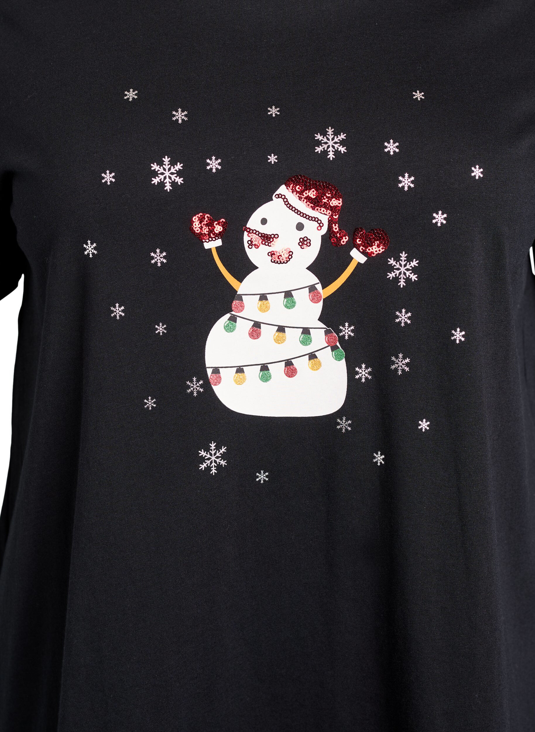 ZizziKerst T-shirt van biologisch katoen, Zwart, Packshot image number 2