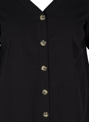 Robe en coton à manches courtes avec boutons, Black, Packshot image number 2