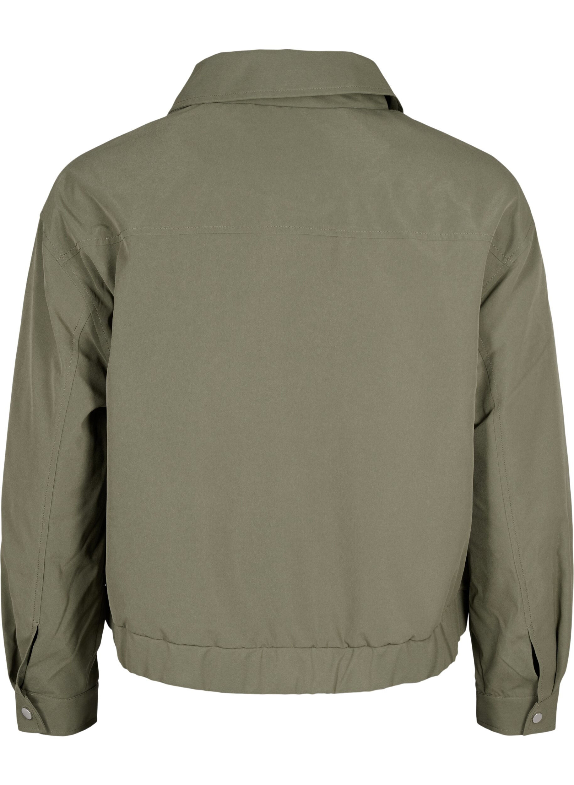 Zizzi Blouson bomber avec col et poches, Vert fonc&eacute;, Packshot image number 1