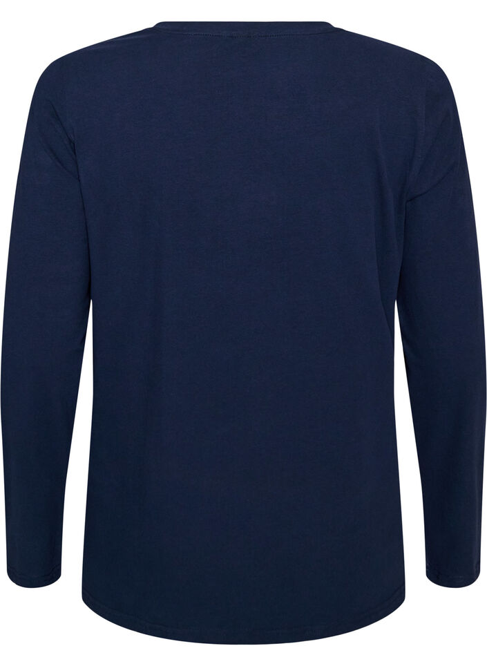 Blouse basique en jersey &agrave; manches longues, Bleu, Packshot image number 1