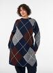 Gebreide jurk met groot ruitpatroon, Blauw, Model image number 0