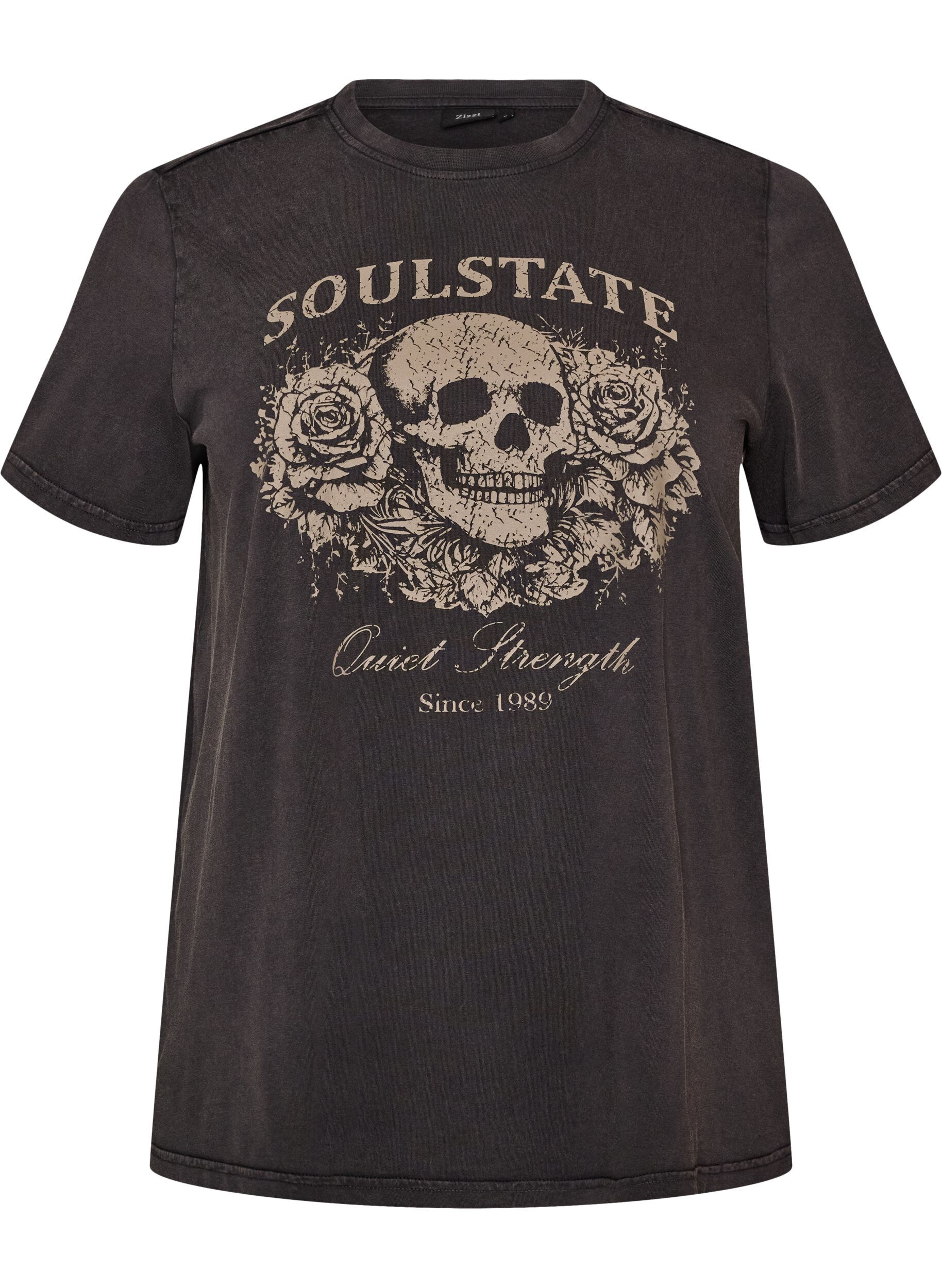 ZizziGrafisch T-shirt van biologisch katoen, Beige, Packshot image number 0