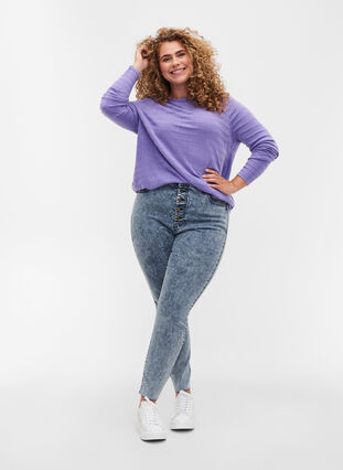 Pull en tricot avec col rond, Paisley Purple, Model image number 3