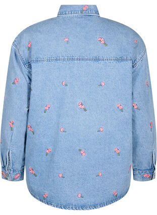 Denim shirt met geborduurde bloemen, L.B.D.Flower AOP, Packshot image number 1
