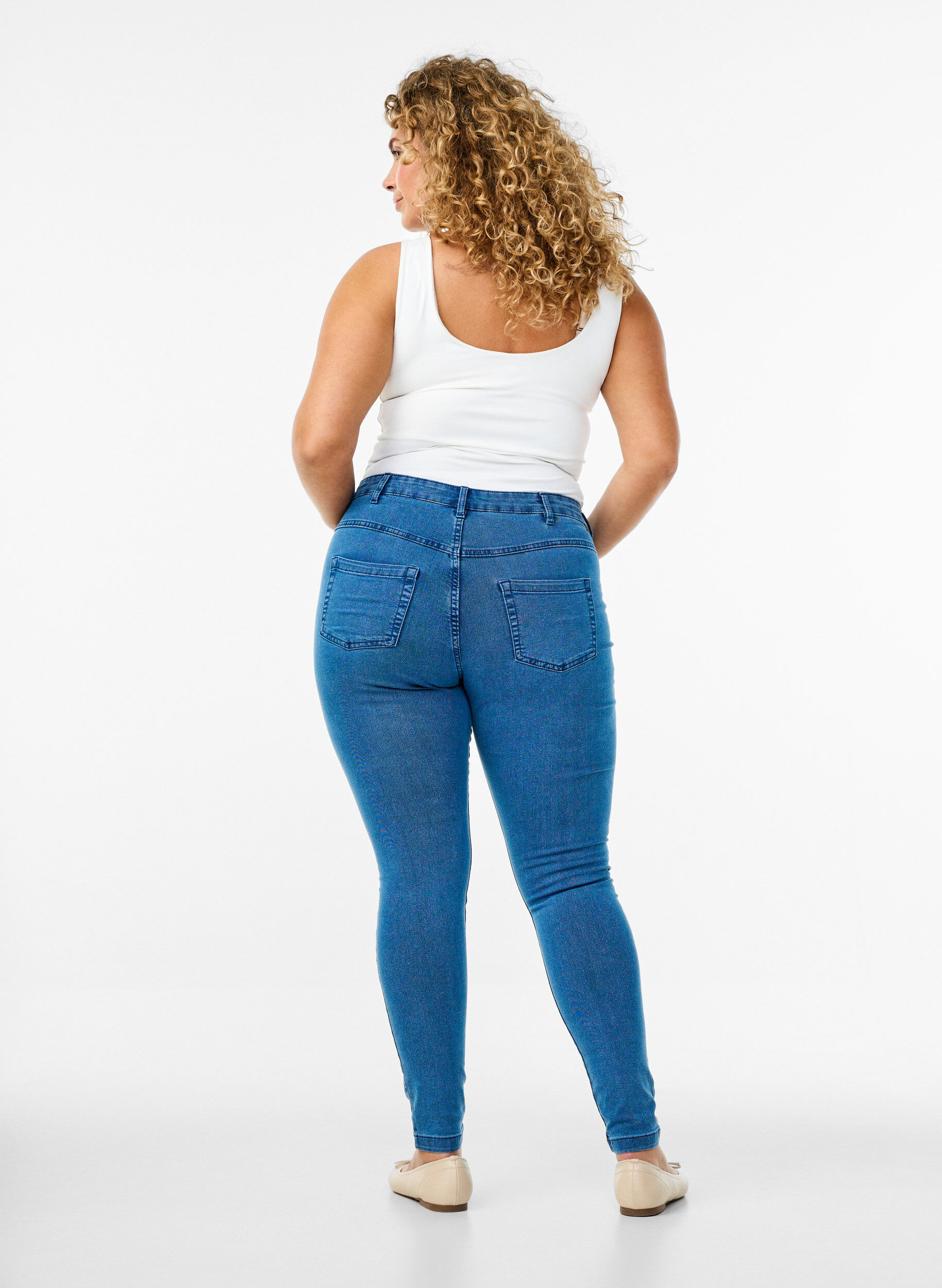 Zizzisuper slim fit Amy jeans met hoge taille, Blauw, Model image number 1