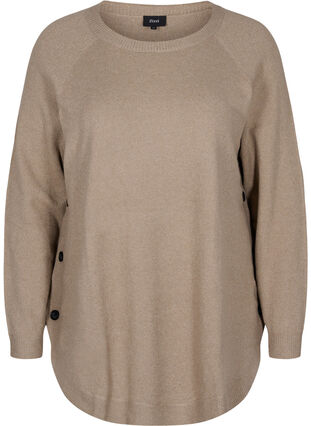 Pull en tricot avec des boutons, Silver Min Mel., Packshot image number 0