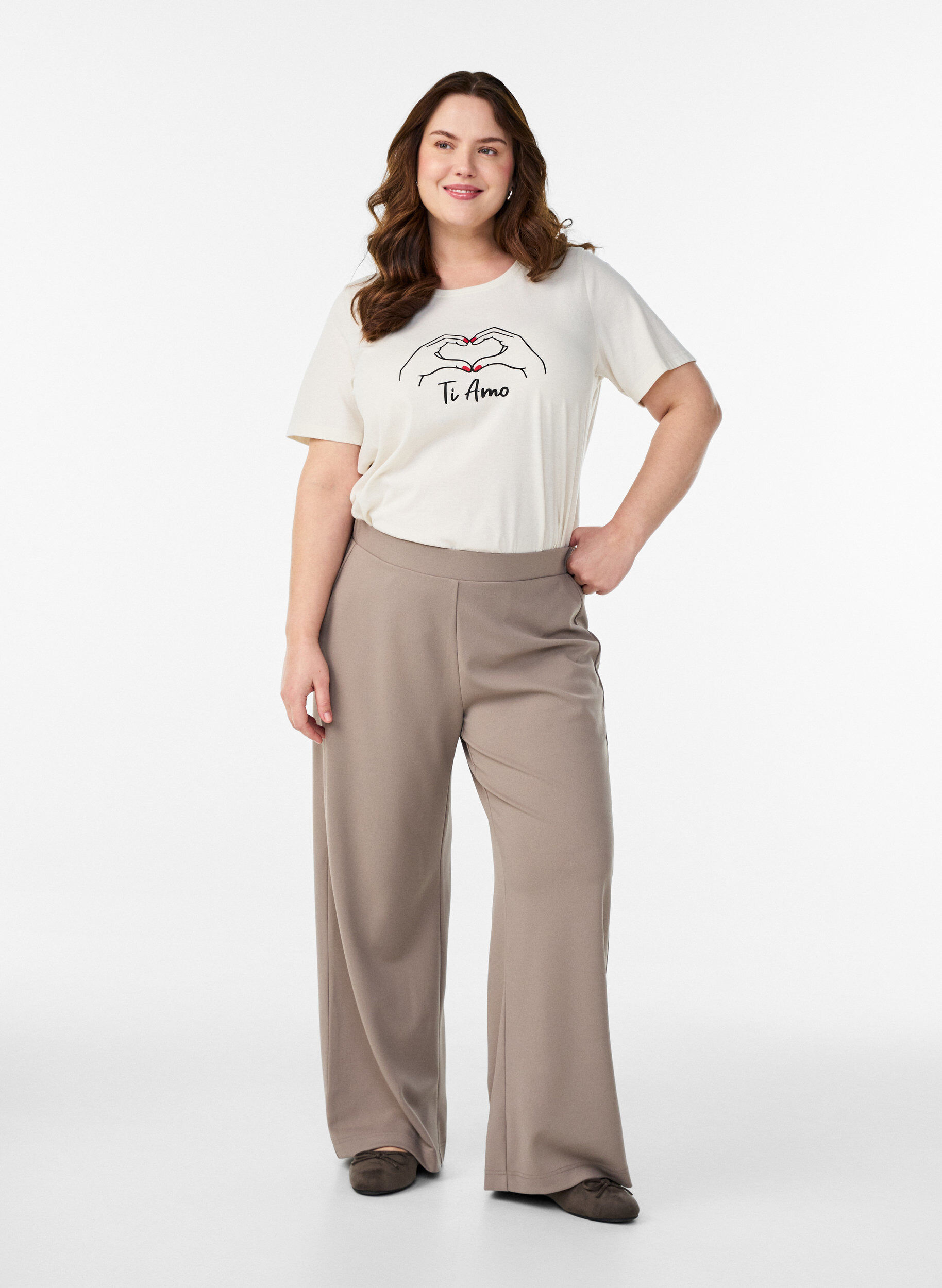 Zizzi T-shirt imprim&eacute;, Blanc, Model image number 1