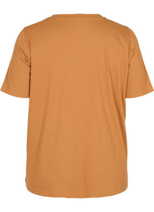 T-shirt à manches courtes en qualité côtelée, Pecan Brown, Packshot image number 1