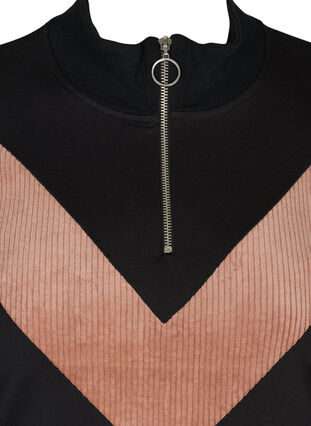 Sweatshirt met ritssluiting en hoge hals, Black w. Burlwood, Packshot image number 2