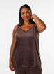Velour top met kanten rand, Bruin, Model image number 0